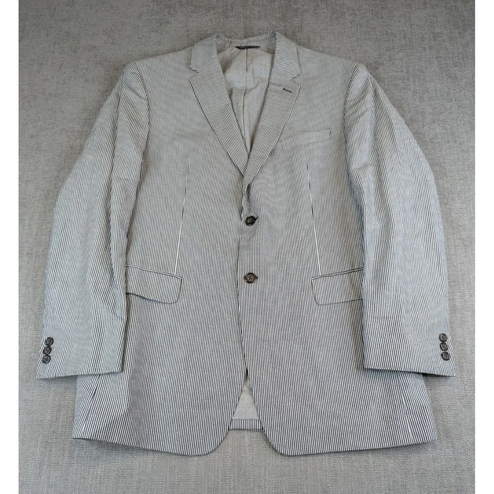 Banana Republic Blazer Mens 46 Long Striped Cotton Linen Blend Sportscoat Jacket